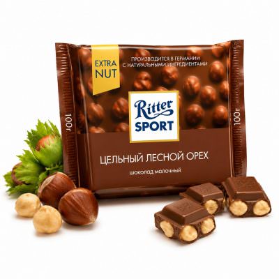 Шоколадка «Ritter SPORT Цельный Лесной Орех»
