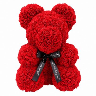 Мишка из роз красный (40 см)